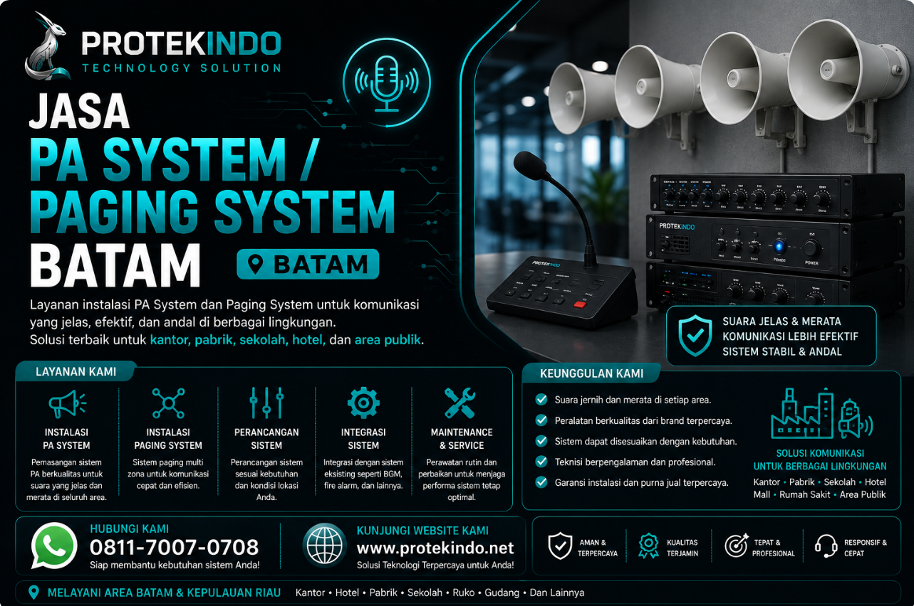 Jasa Pemasangan PA System / Paging System Batam